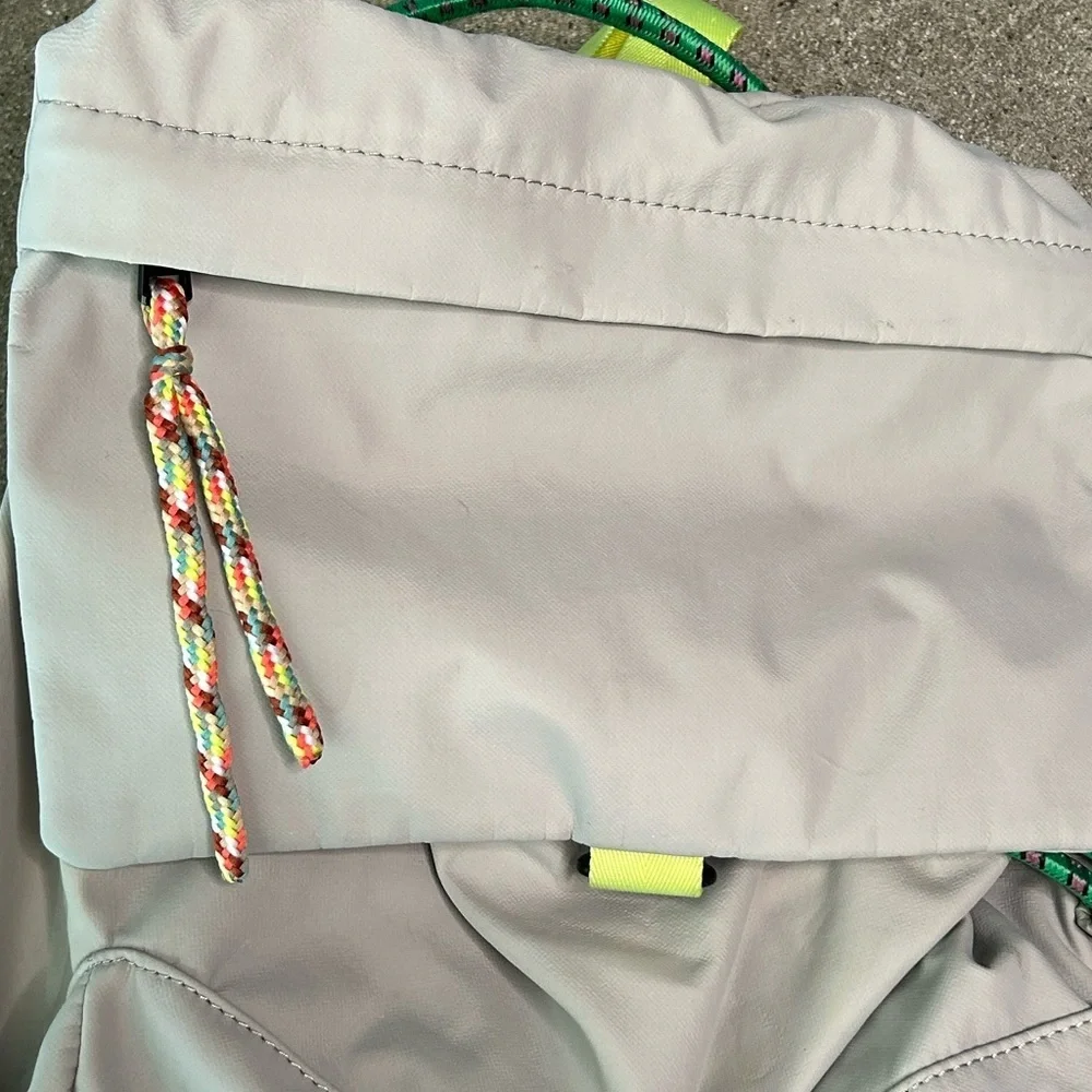 Urban Outfitters Light Gray Backpack with Neon Yellow Accents